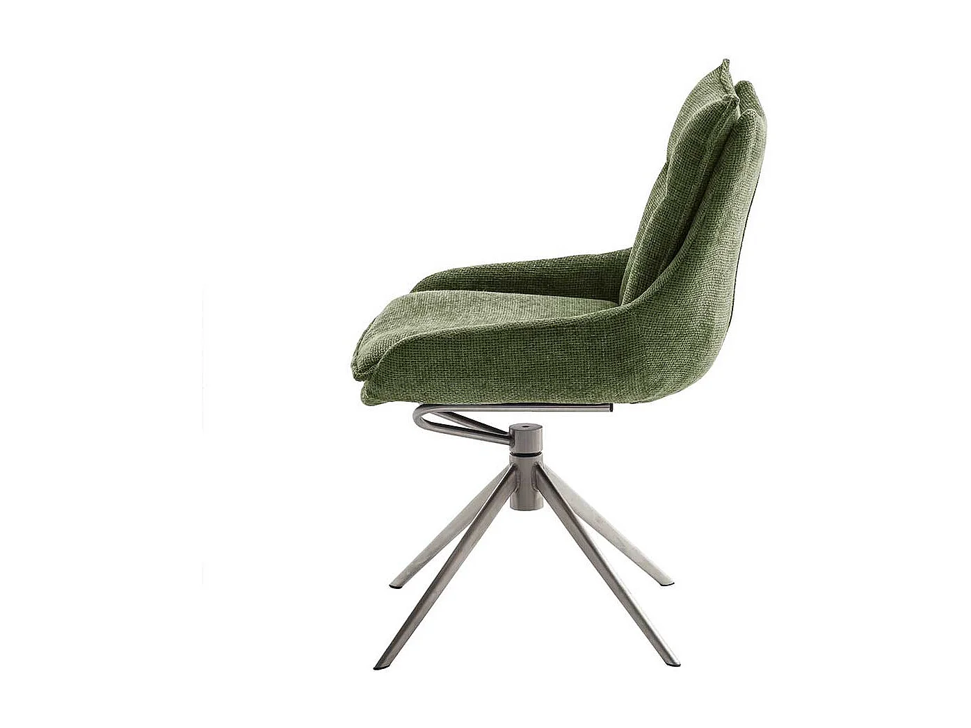 2 Stühle aus Strukturstoff und Metall Oliv Grün und Edelstahlfarben (2er Set)