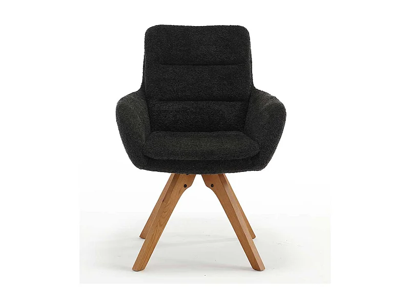 Esstisch Armlehnstühle in Anthrazit und Eichefarben Gestell aus Massivholz (2er Set)