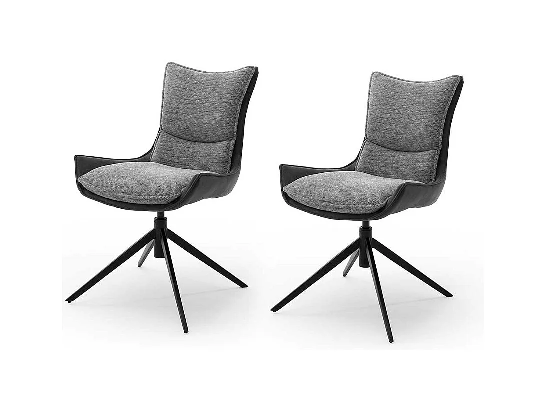Esstisch St�hle in Anthrazit und Schwarz drehbar (2er Set)