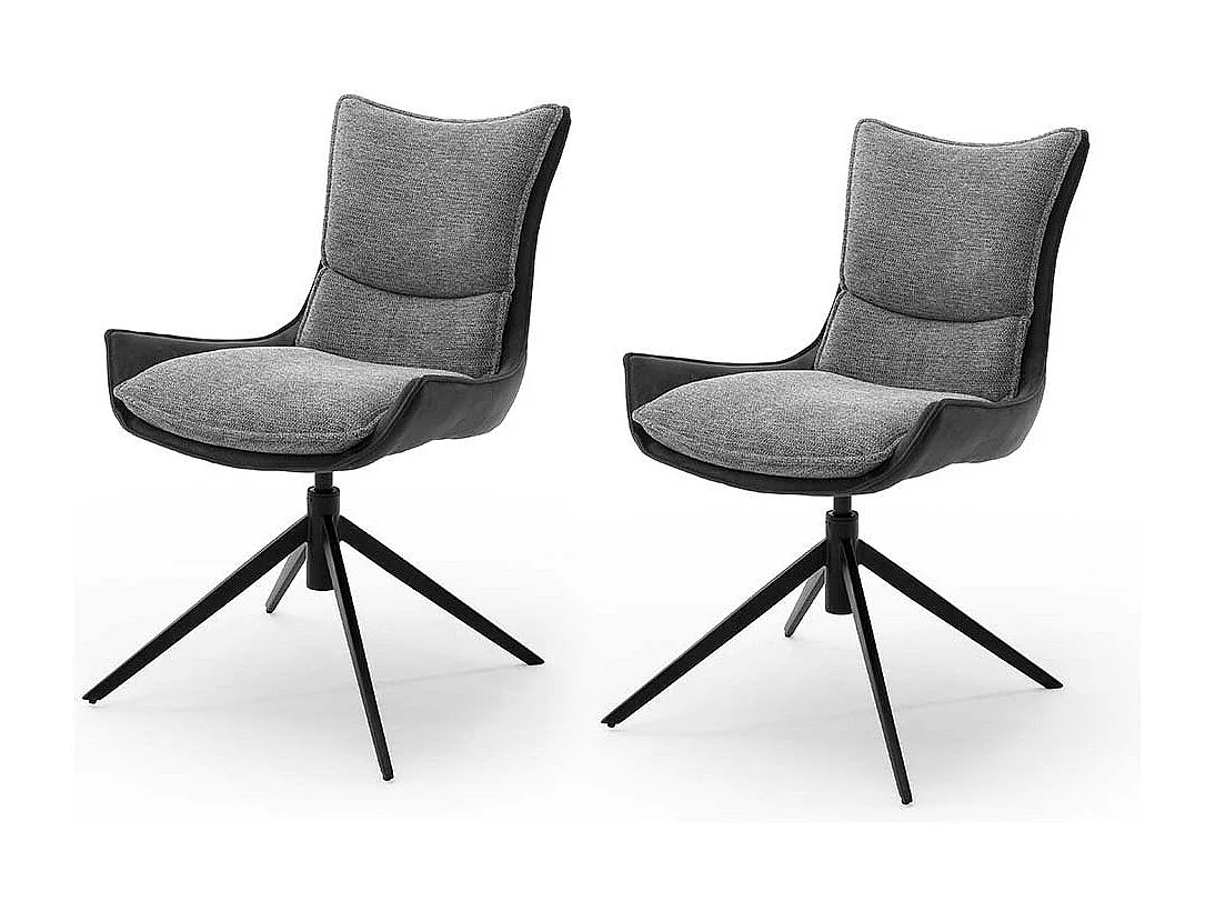 Esstisch St�hle in Anthrazit und Schwarz drehbar (2er Set)