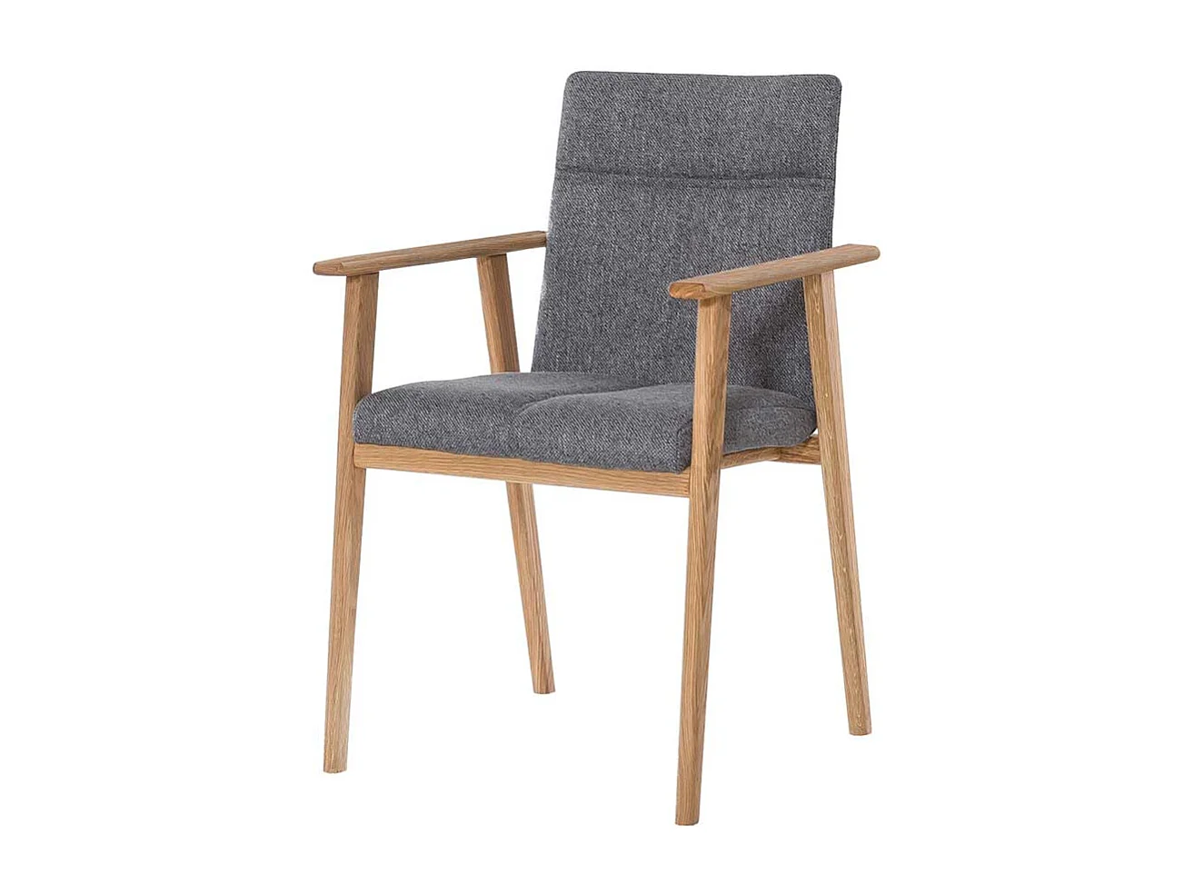 Armlehnen Esszimmerstuhl in Grau Webstoff vier Stuhlbeinen aus Massivholz