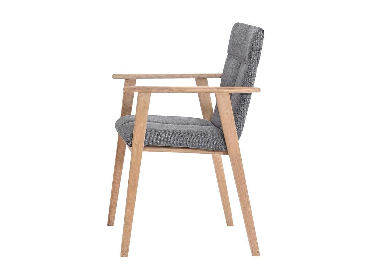 Armlehnen Esszimmerstuhl in Grau Webstoff vier Stuhlbeinen aus Massivholz