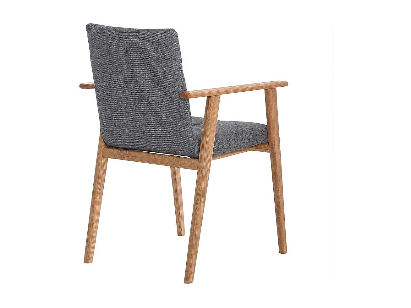 Armlehnen Esszimmerstuhl in Grau Webstoff vier Stuhlbeinen aus Massivholz