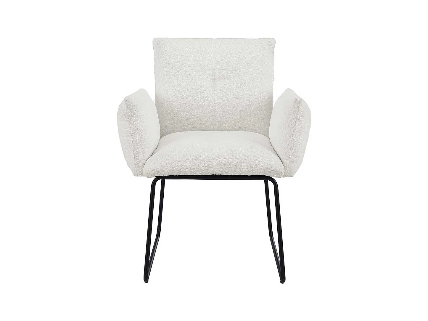 Armlehnstuhl Boucle Weiß mit Bügelgestell aus Metall 74 cm breit