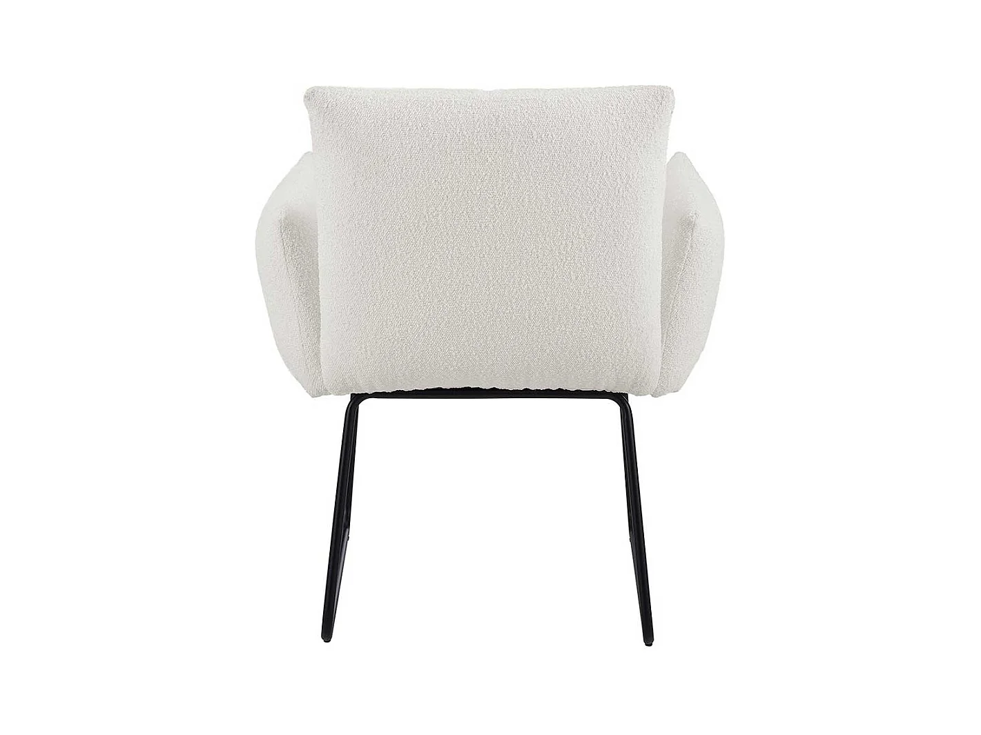 Armlehnstuhl Boucle Weiß mit Bügelgestell aus Metall 74 cm breit