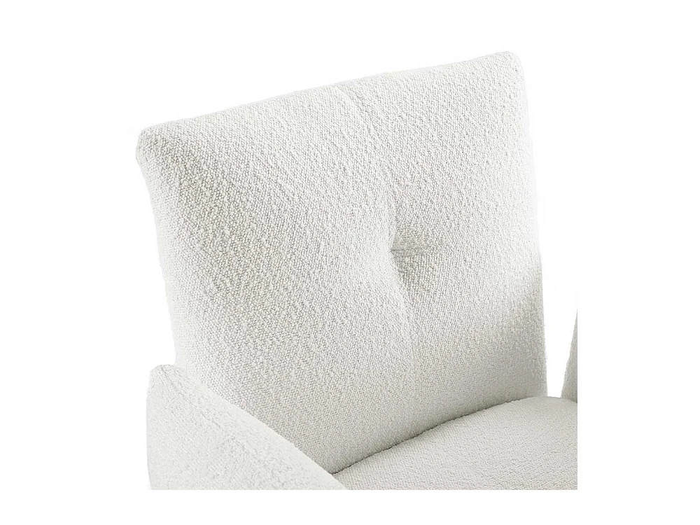 Armlehnstuhl Boucle Weiß mit Bügelgestell aus Metall 74 cm breit