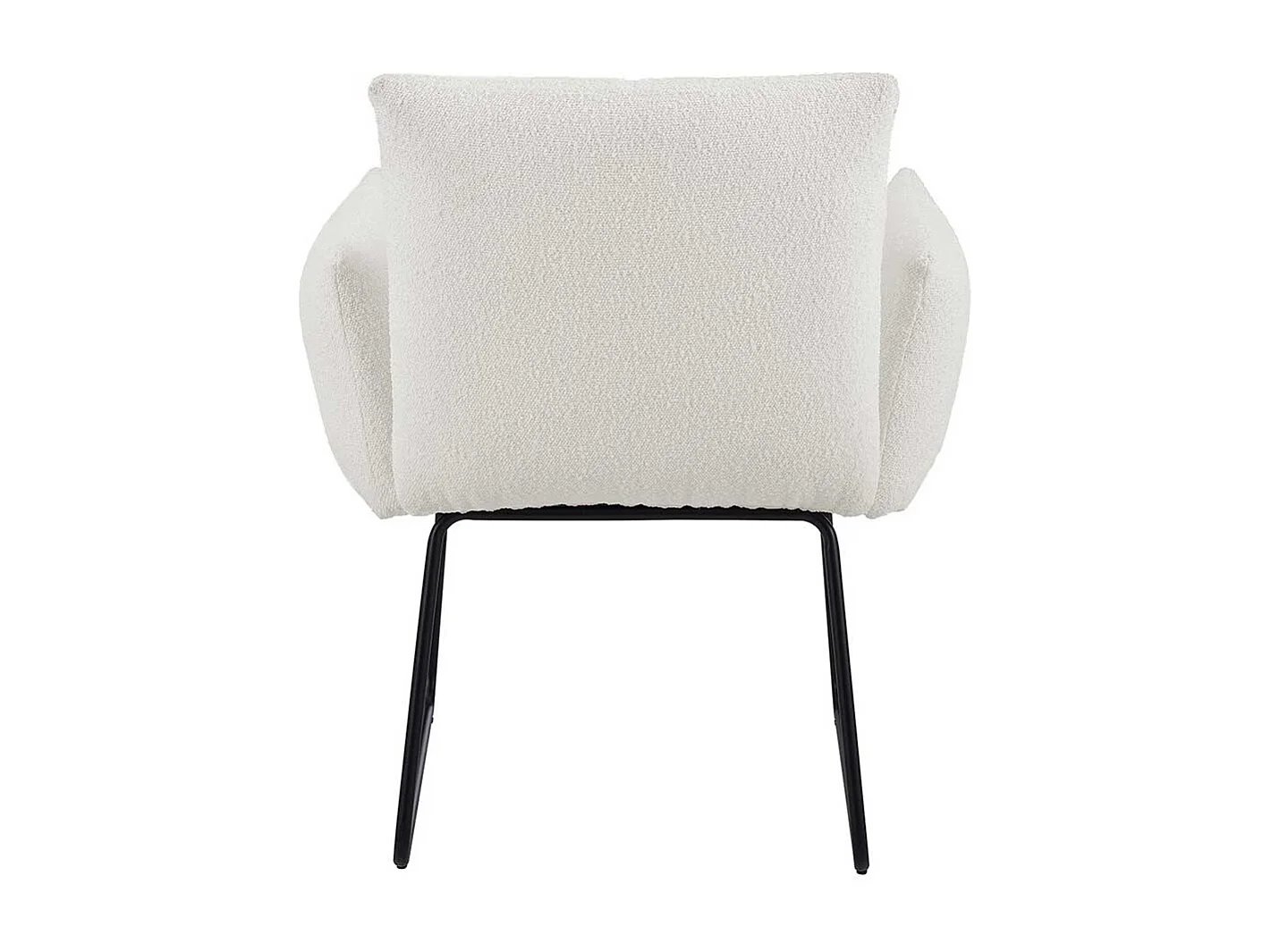 Armlehnstuhl Boucle Weiß mit Bügelgestell aus Metall 74 cm breit