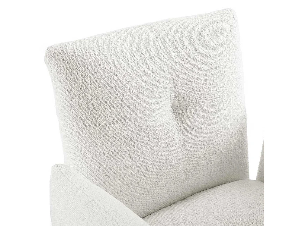 Armlehnstuhl Boucle Weiß mit Bügelgestell aus Metall 74 cm breit