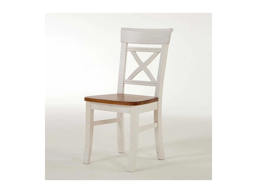Esszimmerstuhl aus Kiefer Massivholz Weiß-Braun (2er Set)