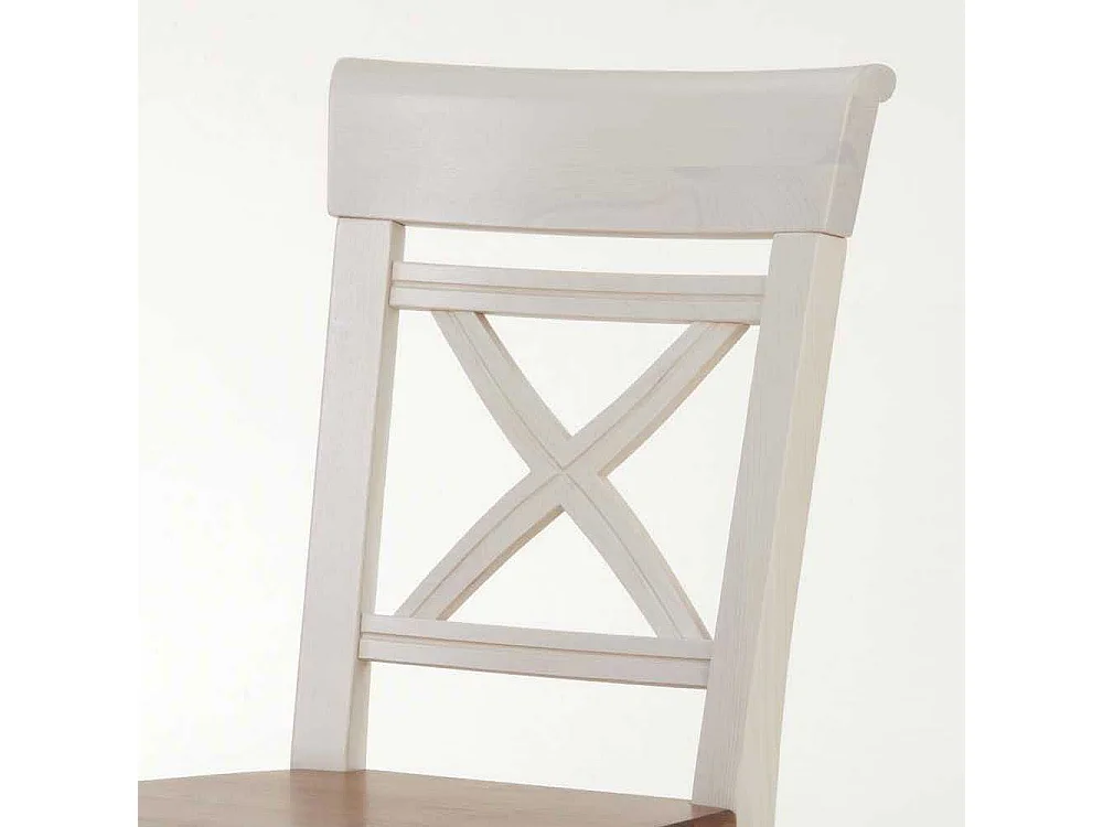 Esszimmerstuhl aus Kiefer Massivholz Weiß-Braun (2er Set)