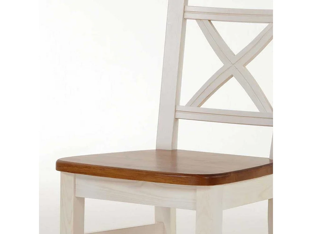 Esszimmerstuhl aus Kiefer Massivholz Weiß-Braun (2er Set)