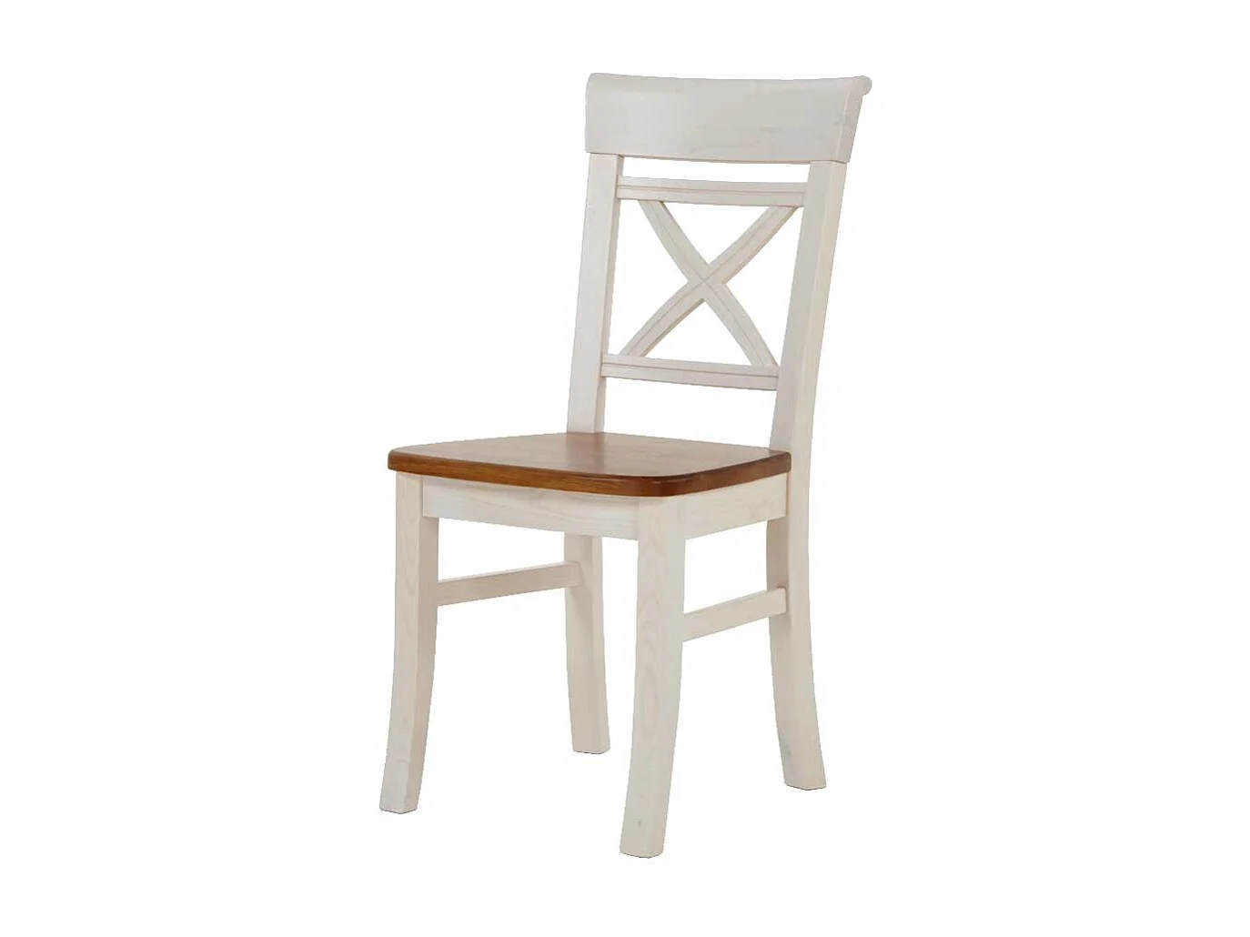 Esszimmerstuhl aus Kiefer Massivholz Weiß-Braun (2er Set)