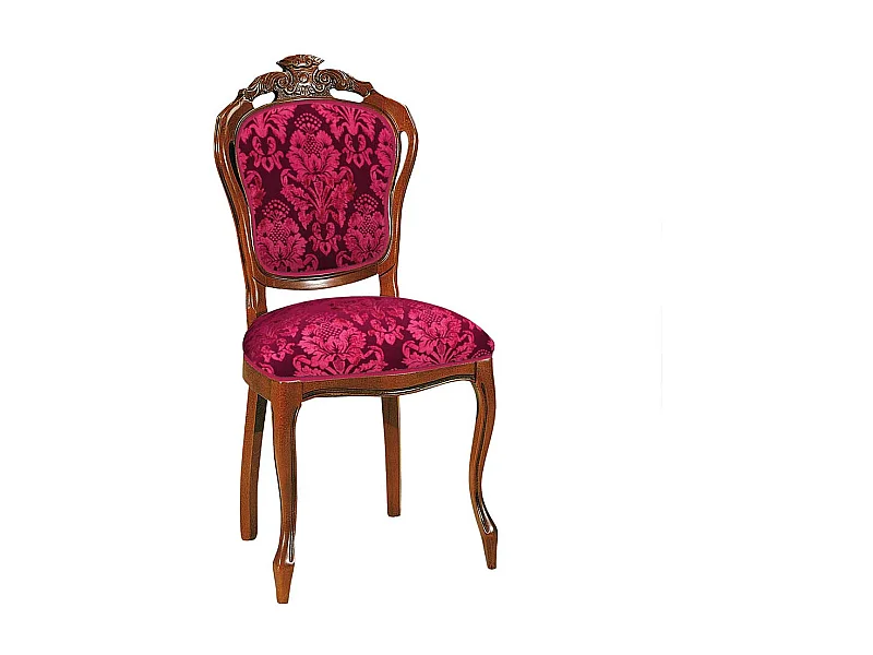 Medaillonstuhl in Dunkelrot & Nussbaum Schnitzereien