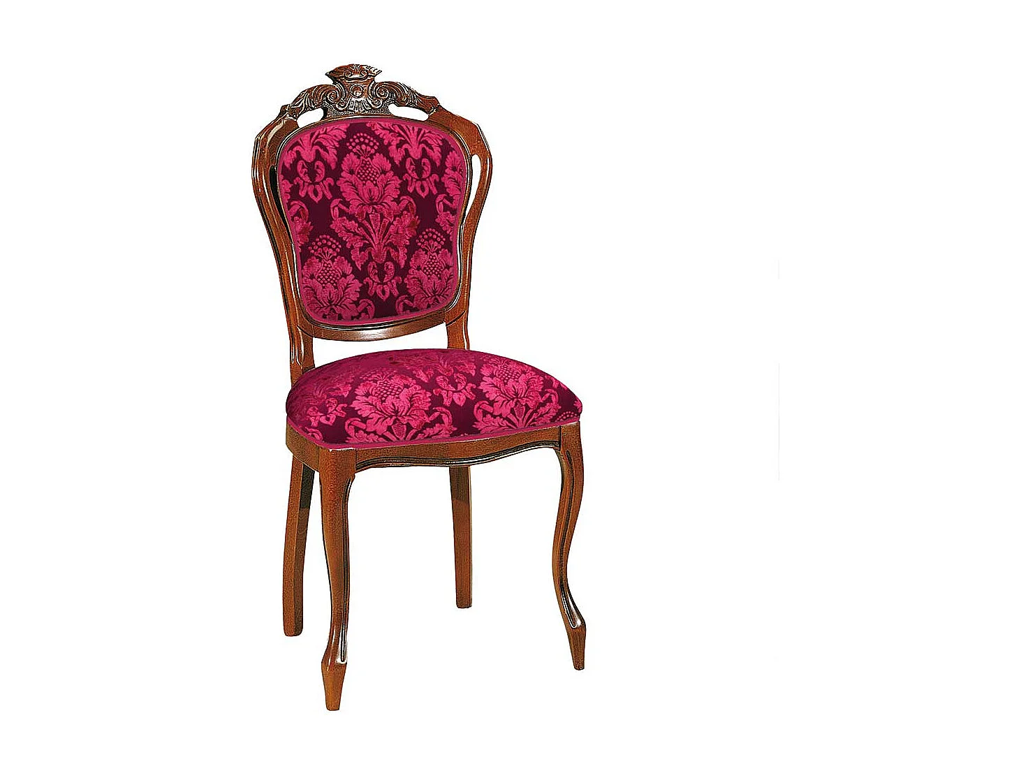 Medaillonstuhl in Dunkelrot & Nussbaum Schnitzereien