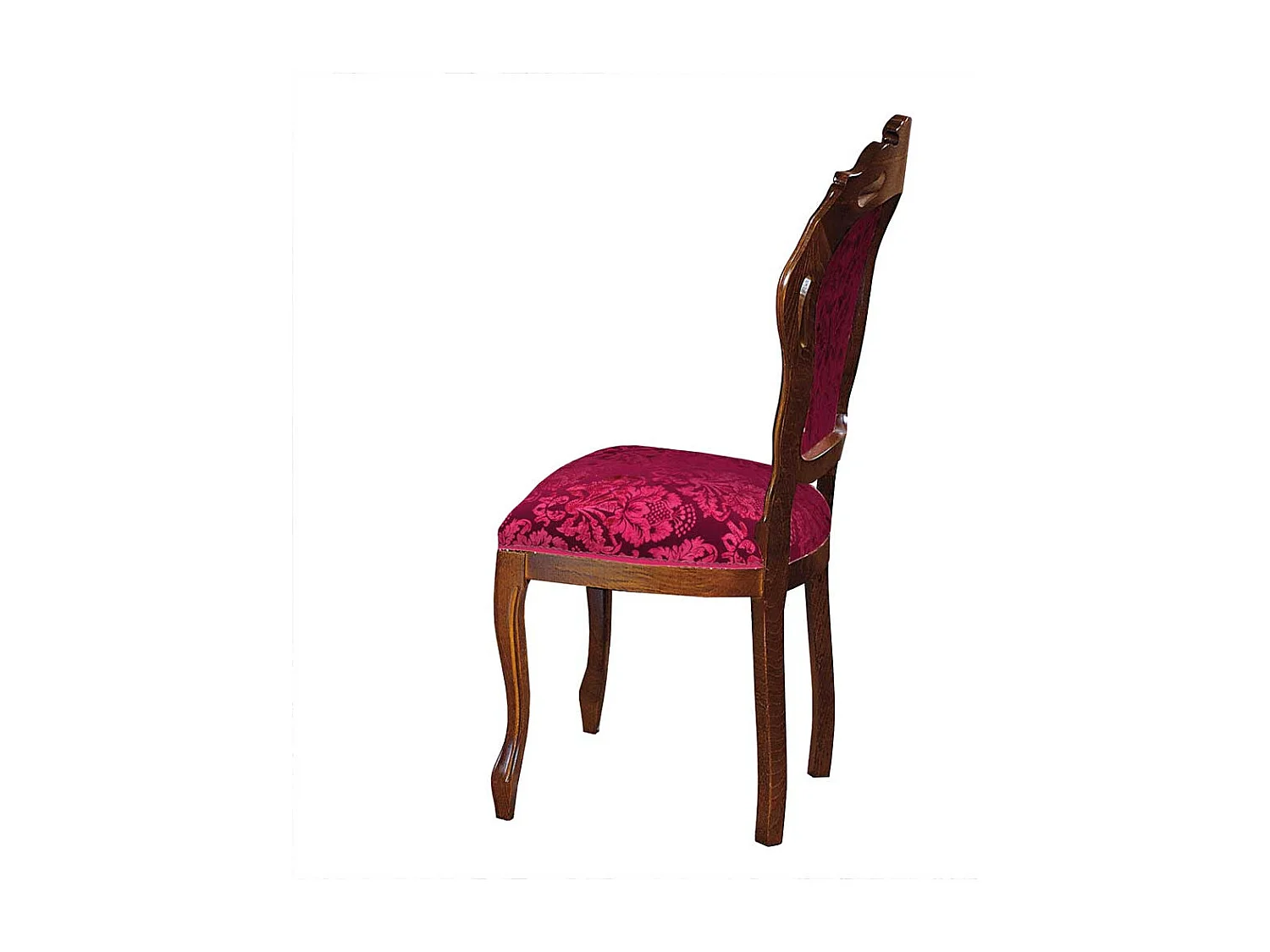 Medaillonstuhl in Dunkelrot & Nussbaum Schnitzereien