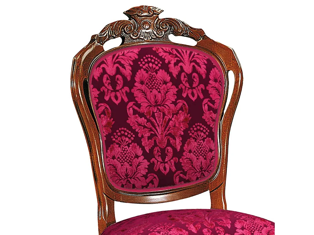 Medaillonstuhl in Dunkelrot & Nussbaum Schnitzereien