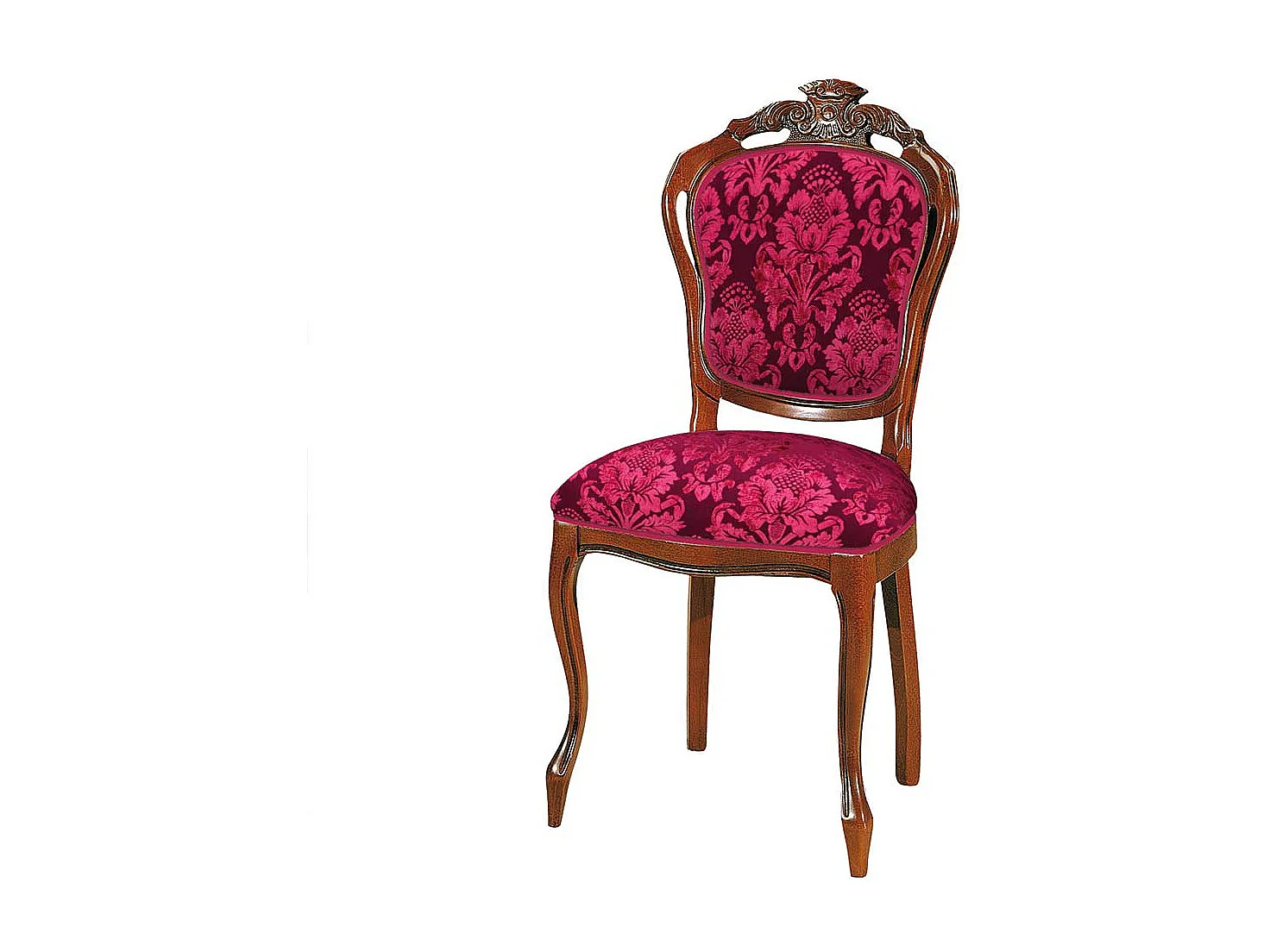 Medaillonstuhl in Dunkelrot & Nussbaum Schnitzereien