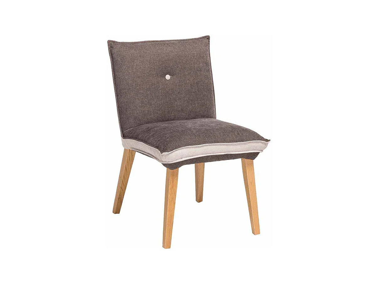 Stuhl Set in Grau Beige Stoff Holzbeine (2er Set)