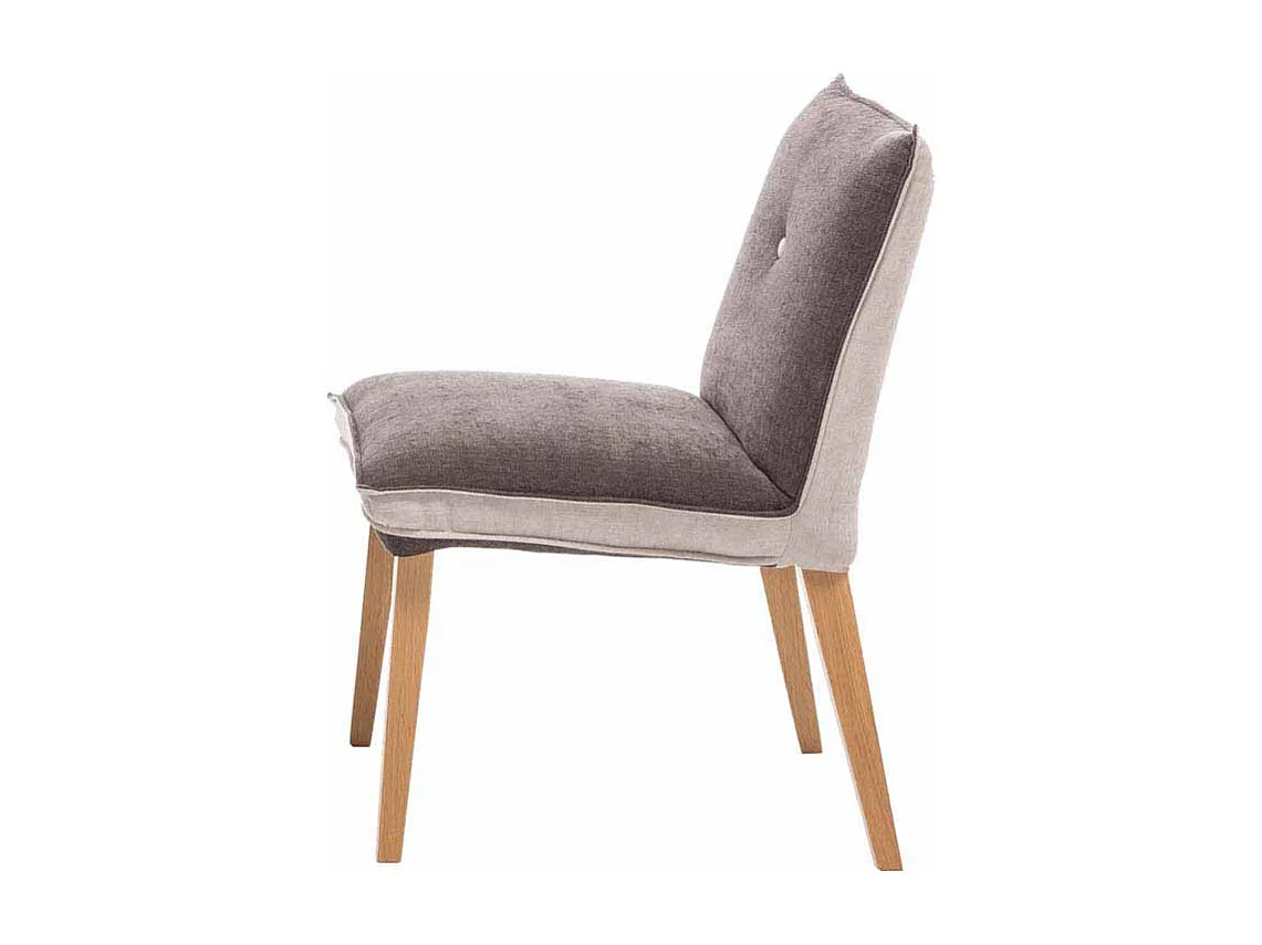 Stuhl Set in Grau Beige Stoff Holzbeine (2er Set)