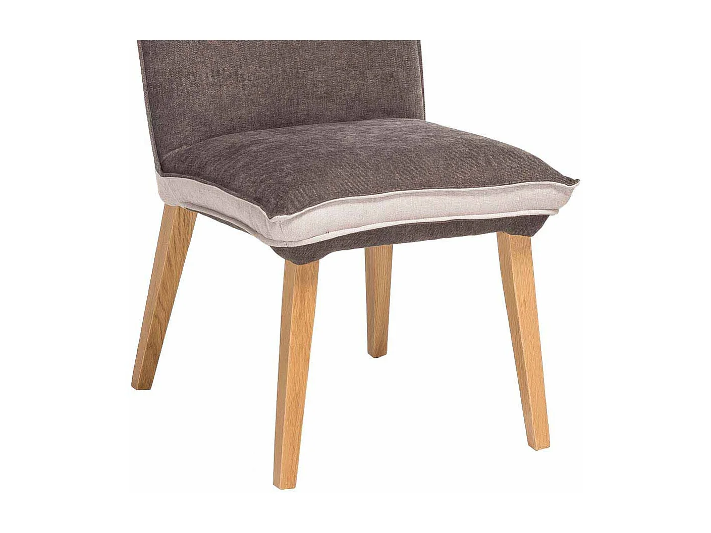 Stuhl Set in Grau Beige Stoff Holzbeine (2er Set)