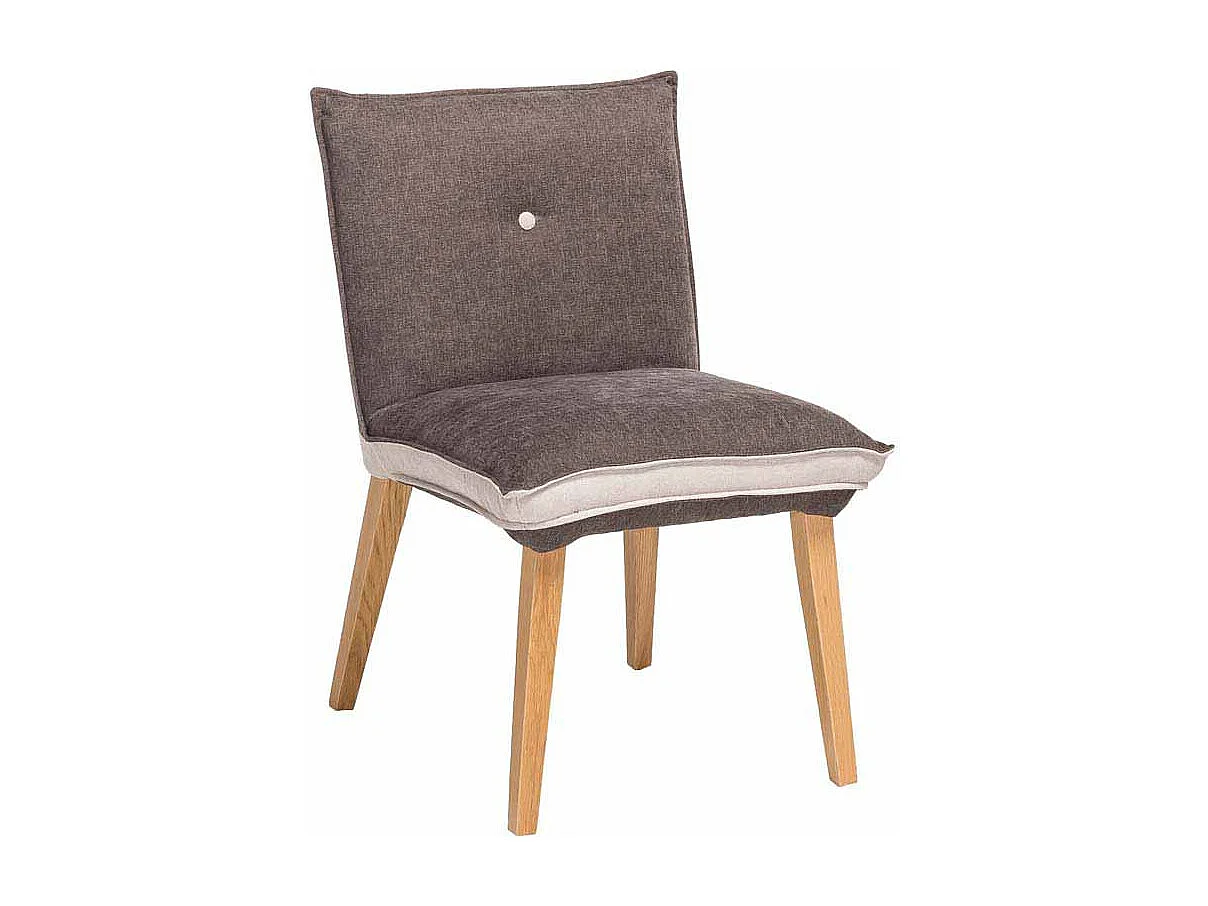 Stuhl Set in Grau Beige Stoff Holzbeine (2er Set)