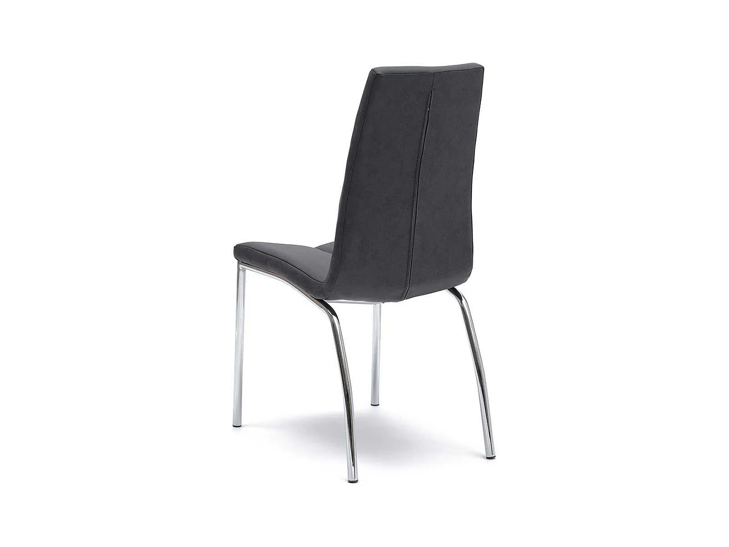 Vier Stühle in Dunkelgrau Kunstleder Stahl verchromt (4er Set)