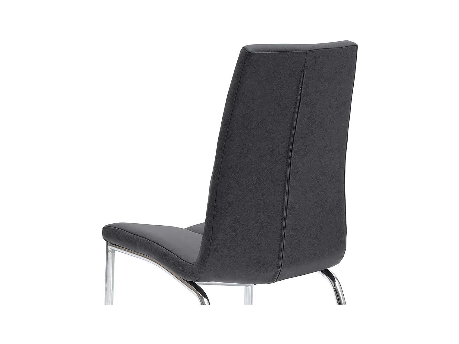 Vier Stühle in Dunkelgrau Kunstleder Stahl verchromt (4er Set)