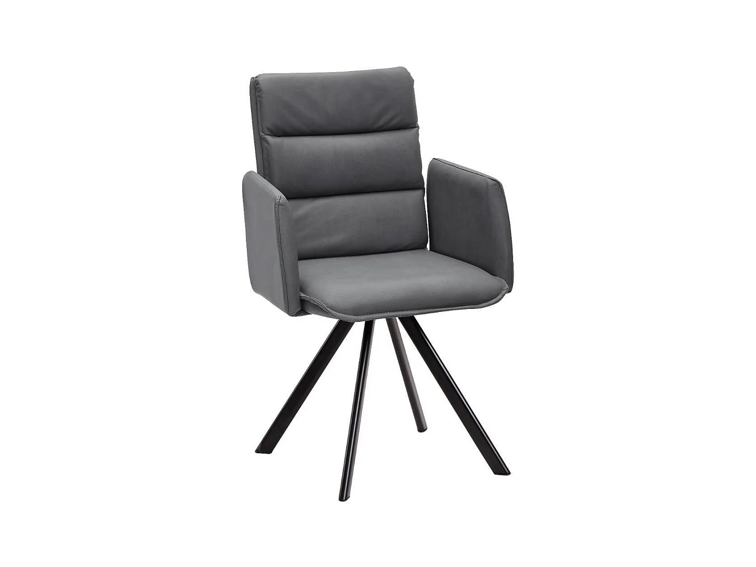 Esszimmerstuhl Armlehnstuhl in Dunkelgrau mit Gestell aus Metall