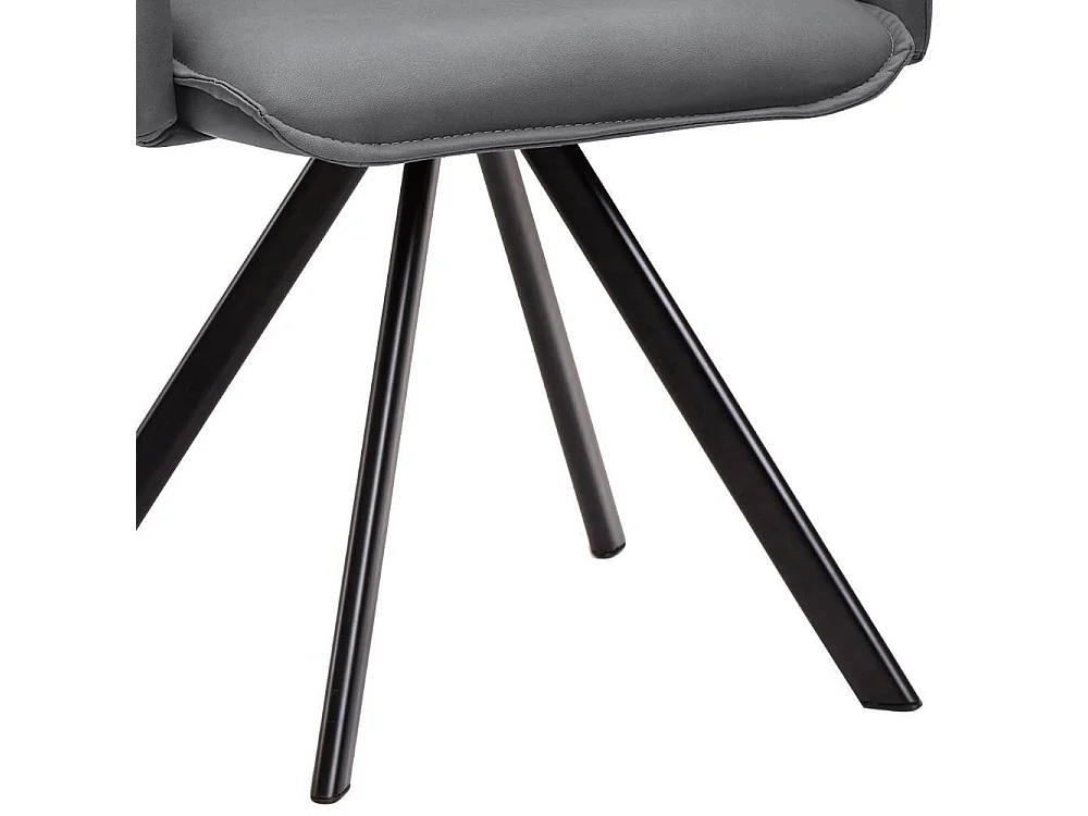 Esszimmerstuhl Armlehnstuhl in Dunkelgrau mit Gestell aus Metall