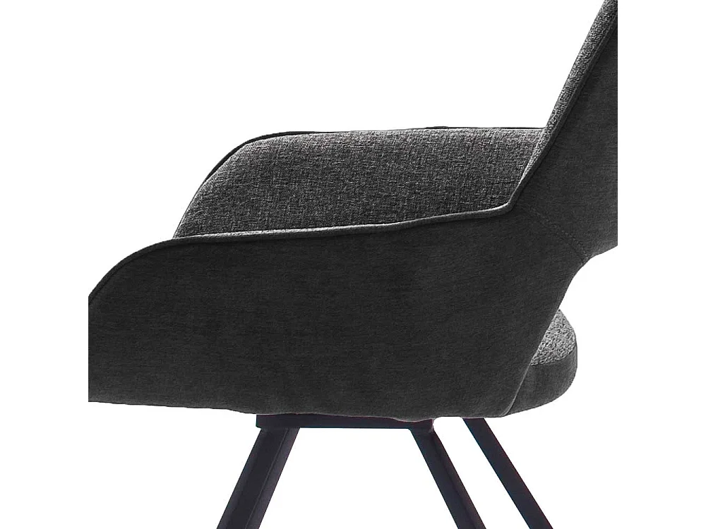 Armstühle in Dunkelgrau Webstoff Metallgestell (2er Set)