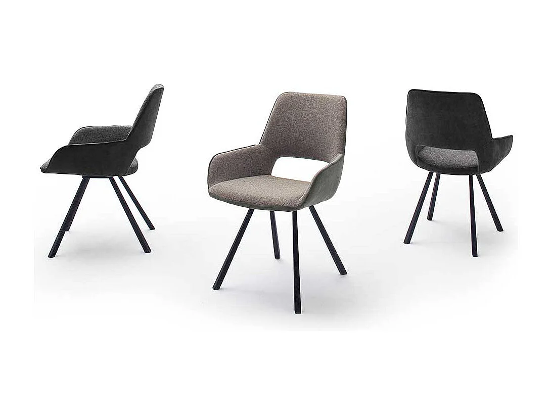 Armstühle in Dunkelgrau Webstoff Metallgestell (2er Set)