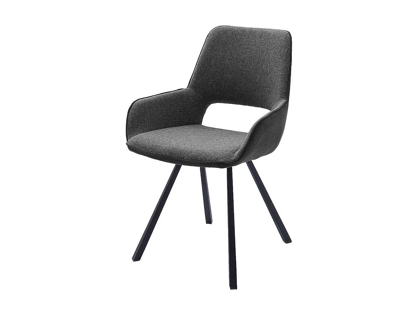 Armstühle in Dunkelgrau Webstoff Metallgestell (2er Set)