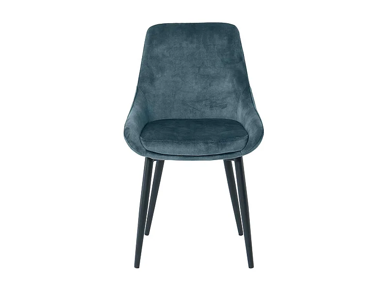 Blaue Samt Stühle mit Gestell aus Metall Schwarz (2er Set)