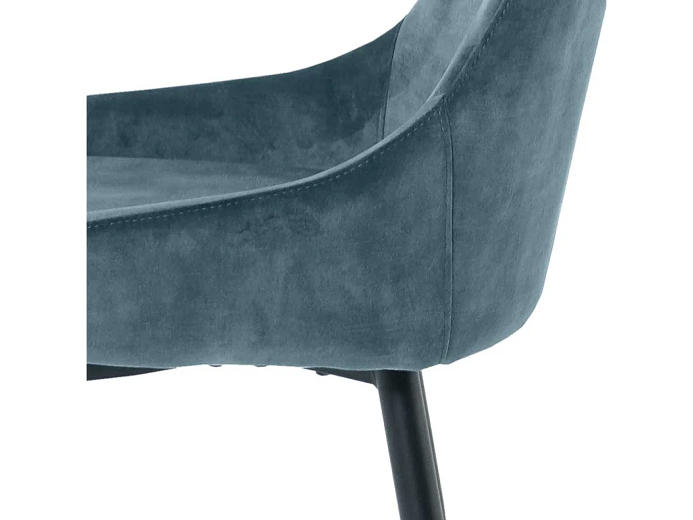 Blaue Samt Stühle mit Gestell aus Metall Schwarz (2er Set)