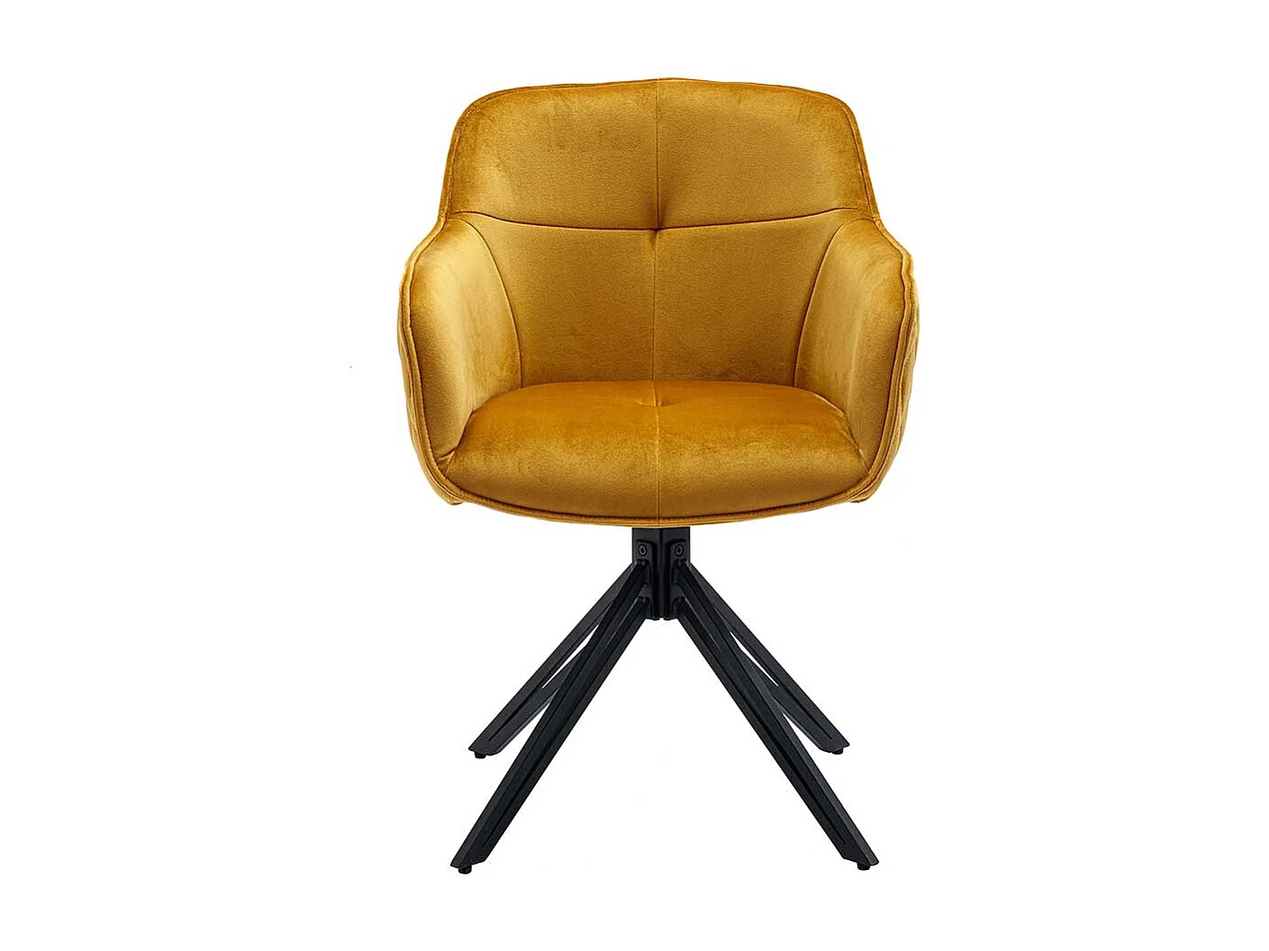 Drehbarer Esszimmerarmlehnstuhl in Gelb Samt Gestell aus Metall