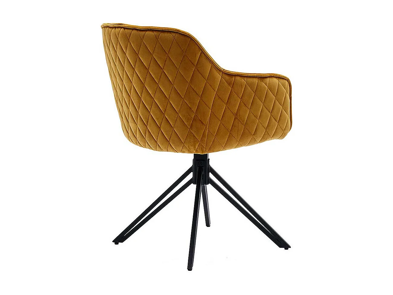 Drehbarer Esszimmerarmlehnstuhl in Gelb Samt Gestell aus Metall