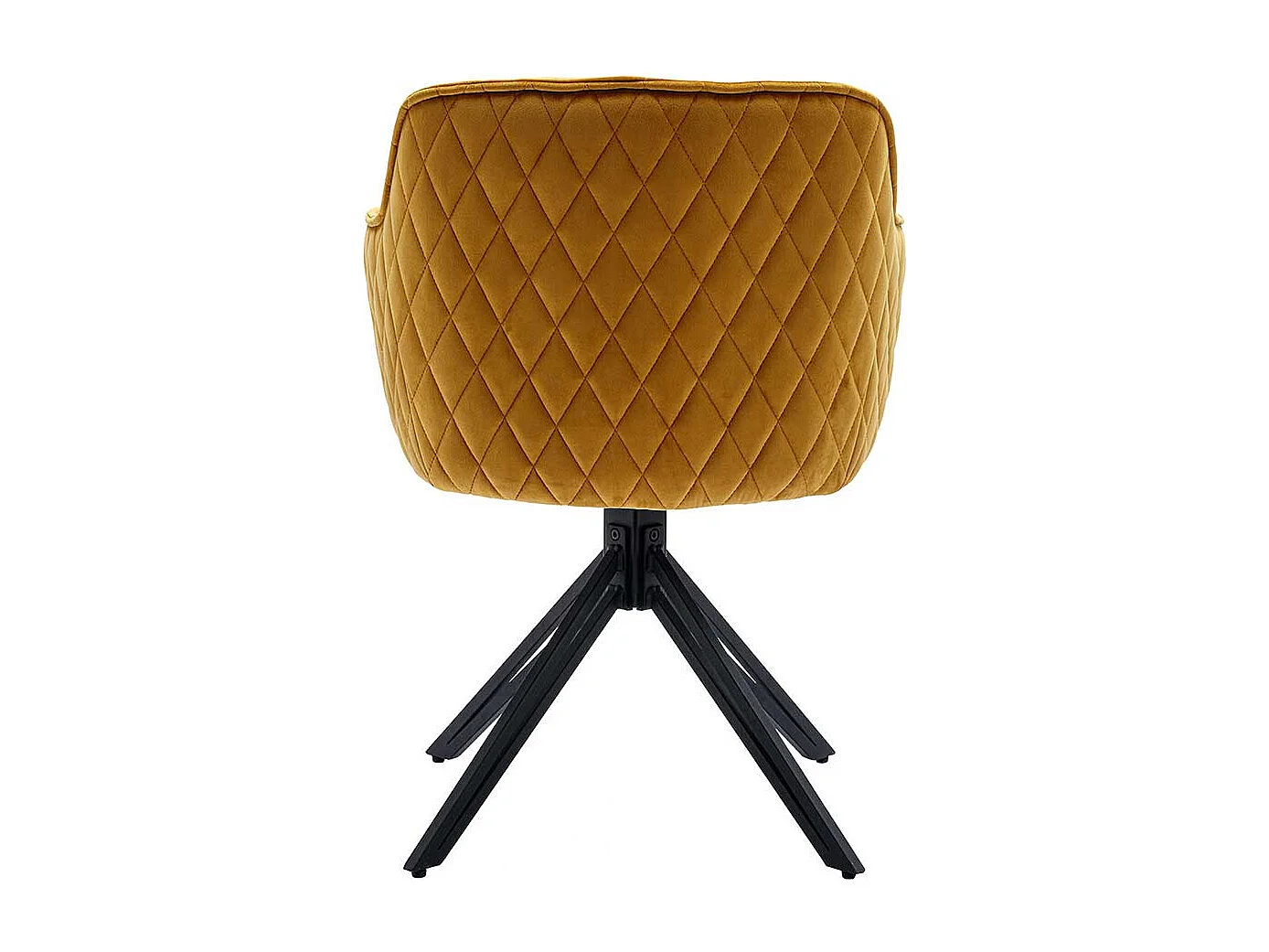 Drehbarer Esszimmerarmlehnstuhl in Gelb Samt Gestell aus Metall