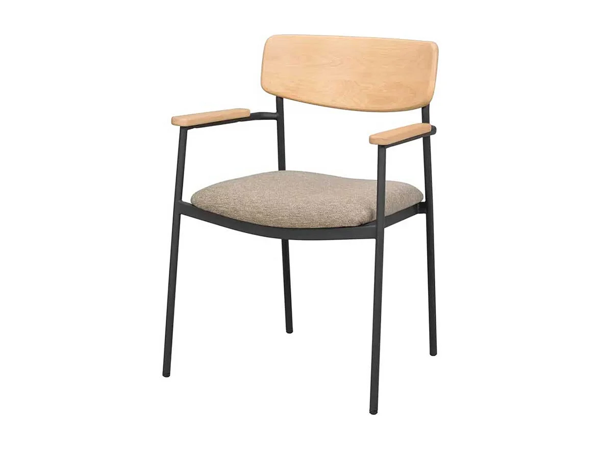 Stuhl Küche Kuechenstuhl mit Armlehnen und Metall Oberfläche (2er Set)