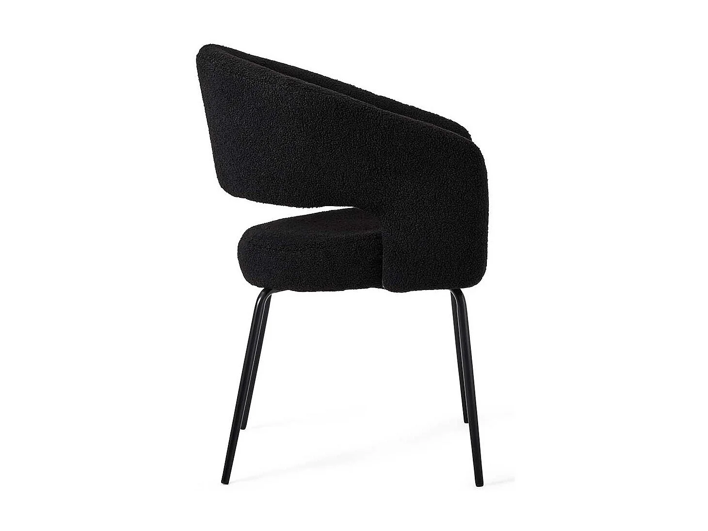 Armlehnstuhl Stuhl Esszimmer aus Boucle Stoff mit vier Füßen (2er Set)