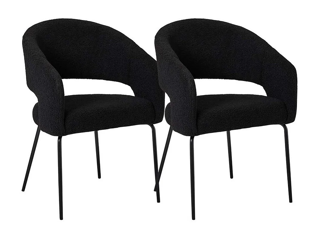 Armlehnstuhl Stuhl Esszimmer aus Boucle Stoff mit vier Füßen (2er Set)