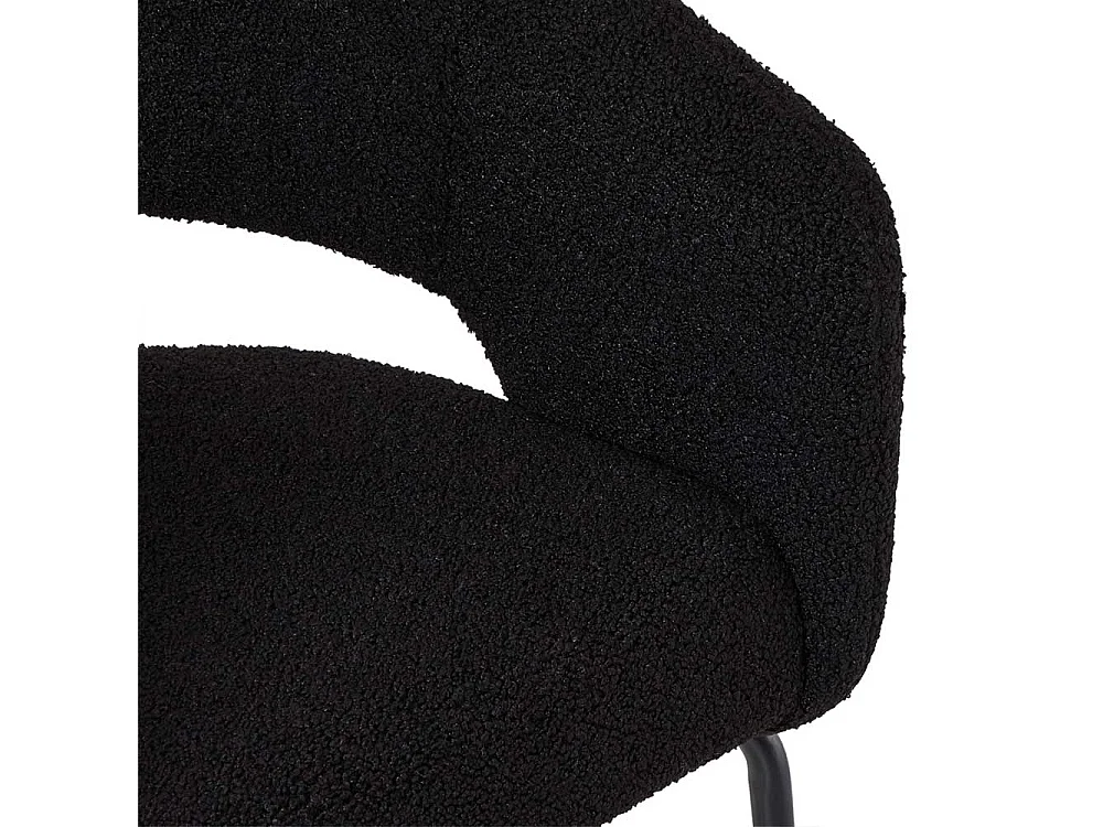 Armlehnstuhl Stuhl Esszimmer aus Boucle Stoff mit vier Füßen (2er Set)