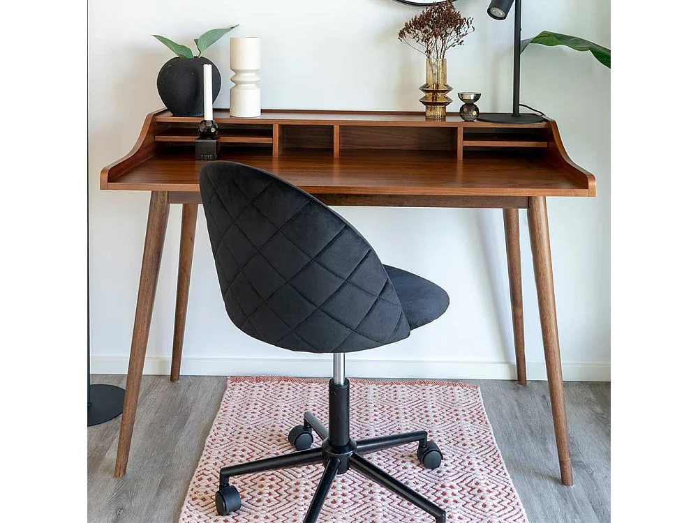 Drehbarer Stuhl Samtbezug in Schwarz Gestell aus Metall