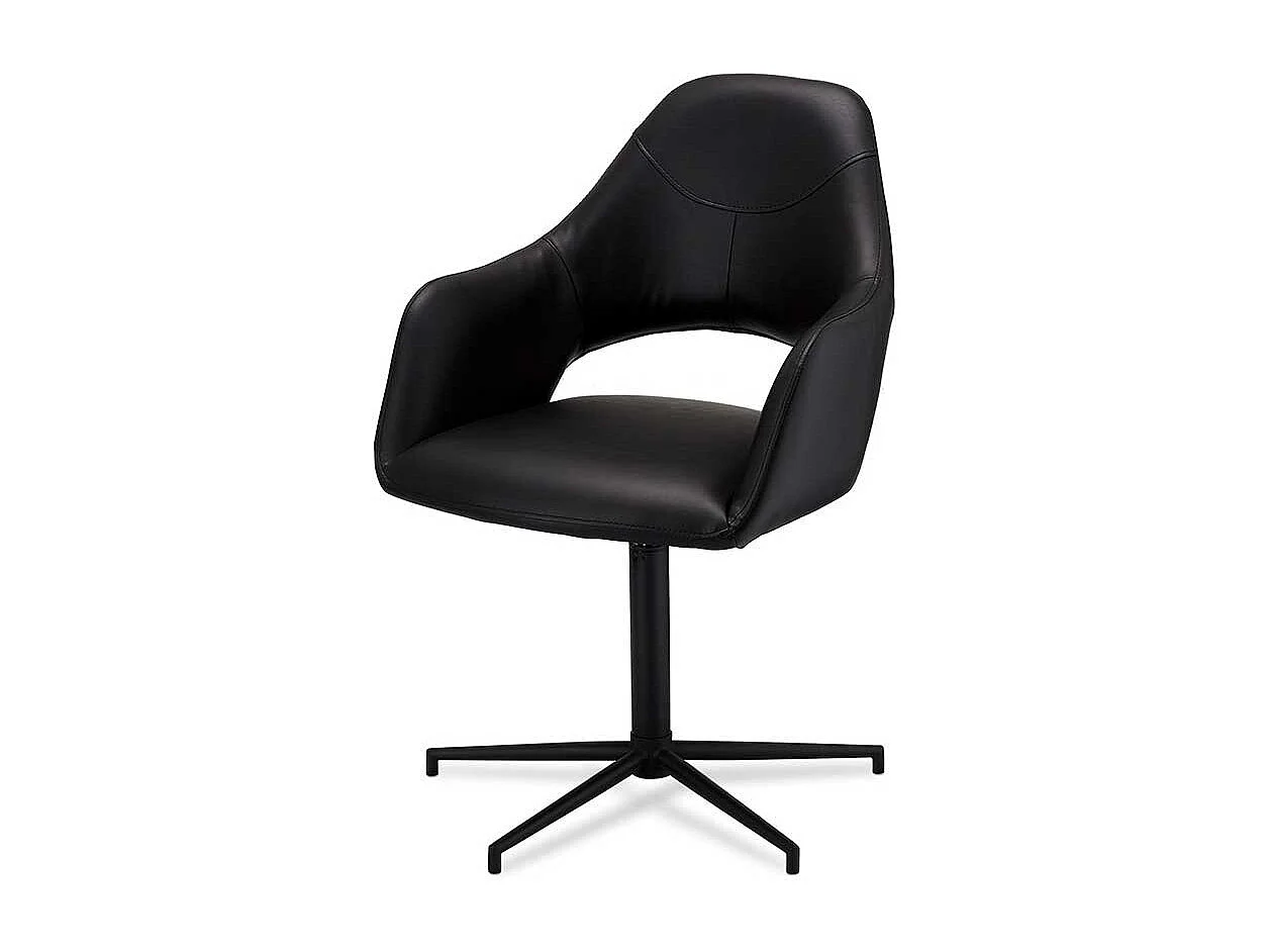 Drehstühle in Schwarz Kunstleder Armlehnen (2er Set)