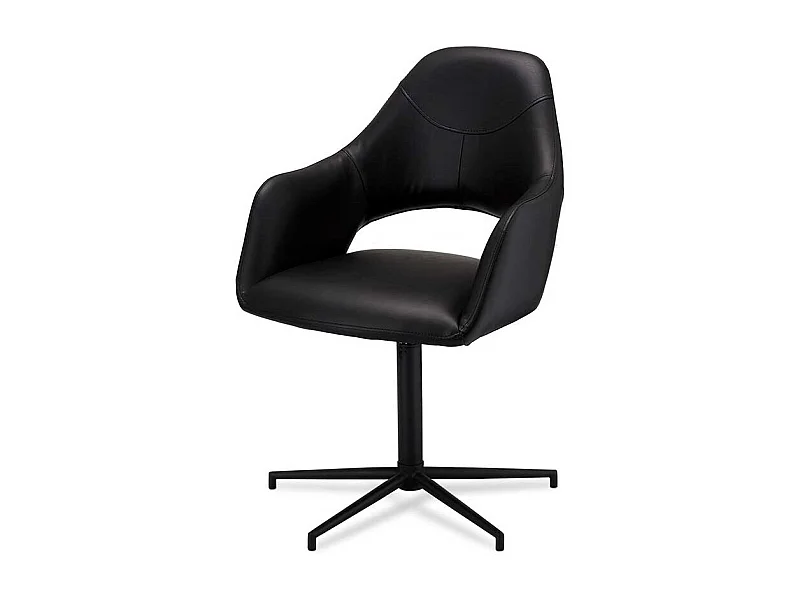 Drehstühle in Schwarz Kunstleder Armlehnen (2er Set)