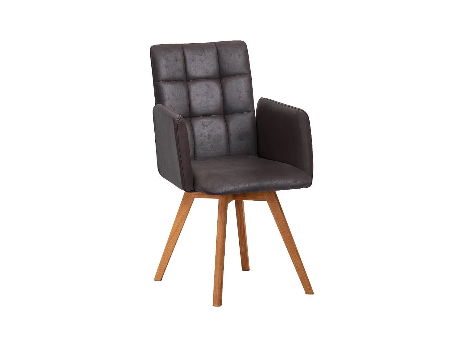 Esszimmerstuhl Armlehnstuhl in Dunkelbraun mit Gestell aus Massivholz