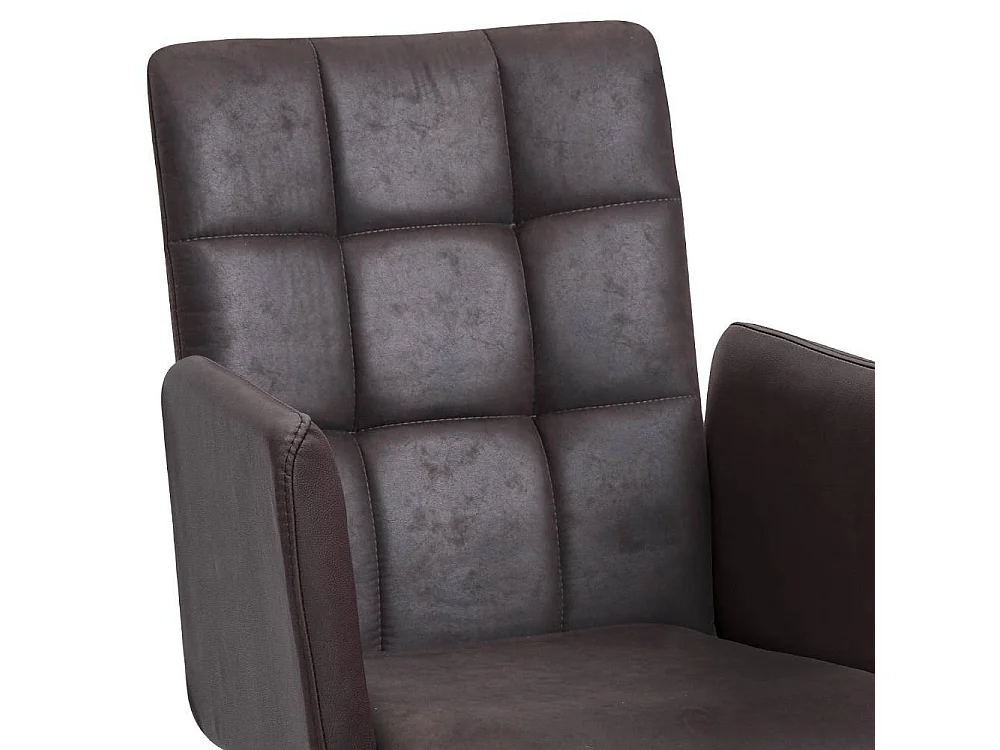 Esszimmerstuhl Armlehnstuhl in Dunkelbraun mit Gestell aus Massivholz