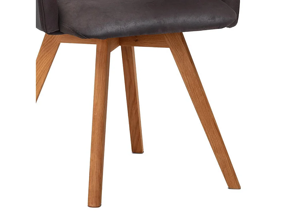 Esszimmerstuhl Armlehnstuhl in Dunkelbraun mit Gestell aus Massivholz