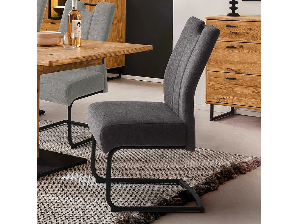 Freischwinger in Anthrazit und Schwarz Metallgestell (2er Set)