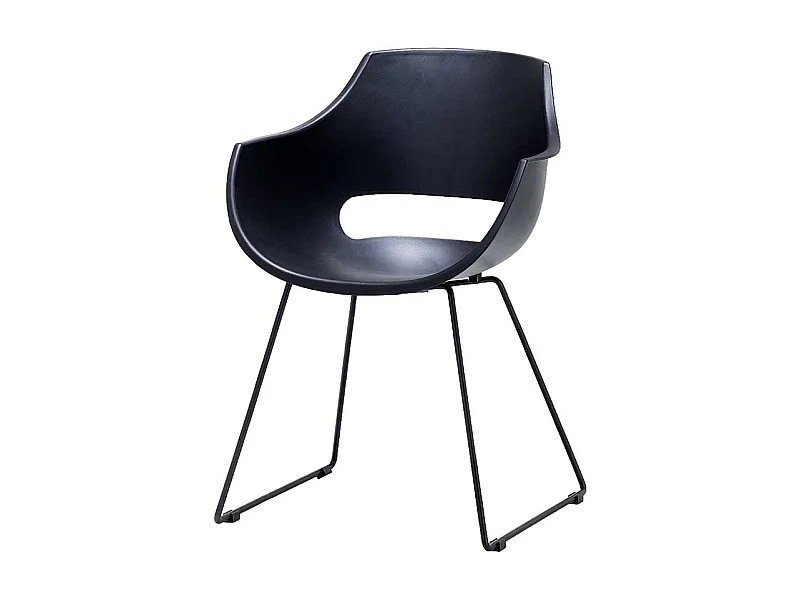 Armstühle in Schwarz Kunststoff Metallbügeln (4er Set)