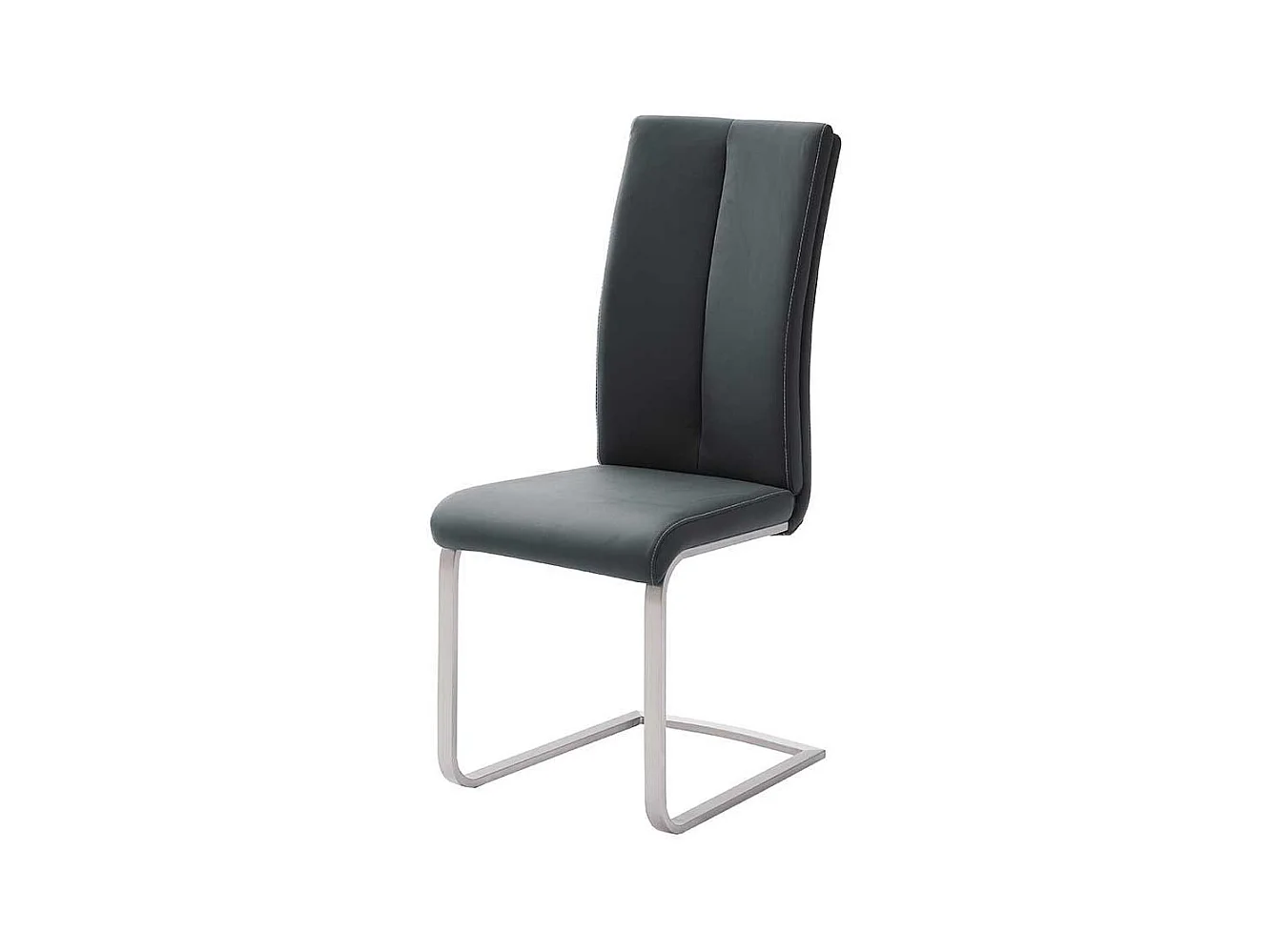 Freischwinger Set in Schwarz Kunstleder Edelstahl (4er Set)